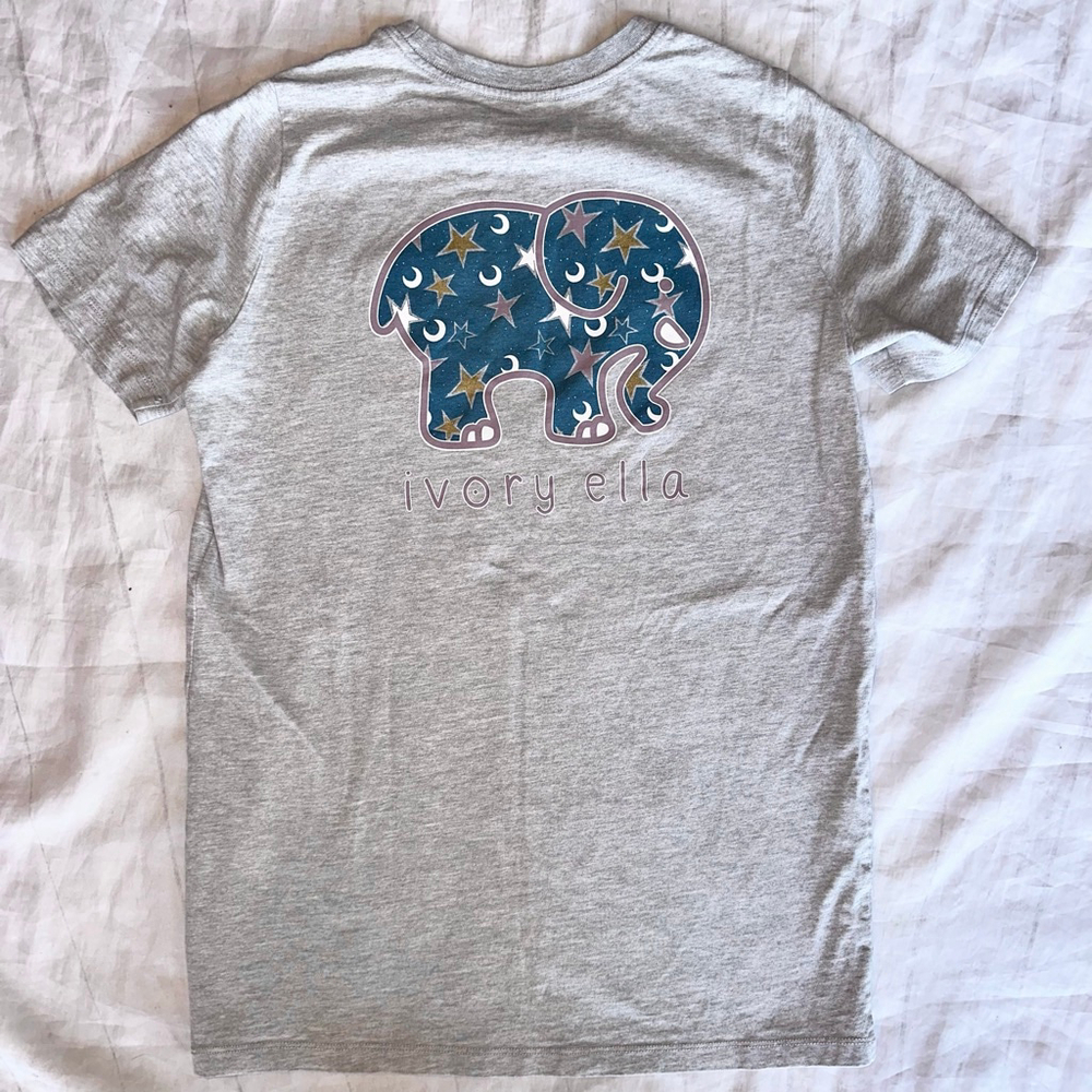 NWOT Women’s Medium SS Ivory Ella Elephant Print Organic Cotton TShirt - Picture 5 of 7